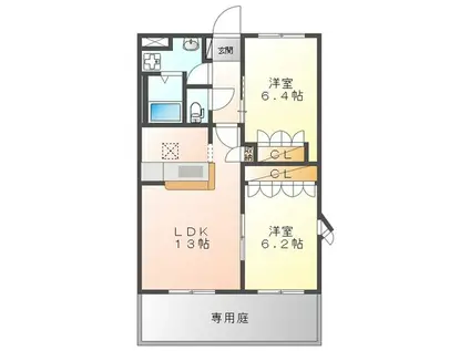 プロスパー(2LDK/1階)の間取り写真