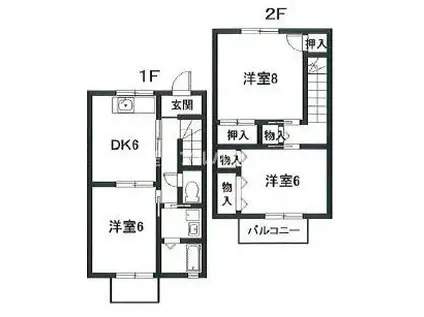 ファミールひまわり(3DK/1階)の間取り写真