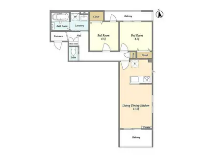 ワールドレジデンス(2LDK/2階)の間取り写真