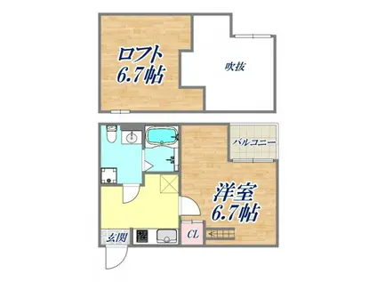 PRIMO(1K/2階)の間取り写真