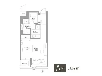 フラッツ東陽(ワンルーム/6階)の間取り写真