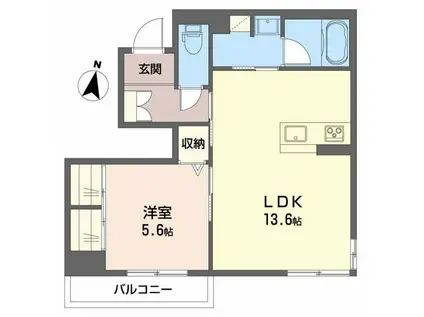 アルフラット加計(1LDK/1階)の間取り写真