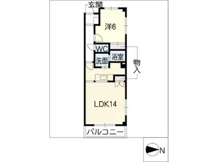 サンライズ中川(1LDK/1階)の間取り写真