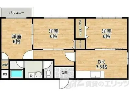 ESTグリーンハイツ高槻(3DK/2階)の間取り写真