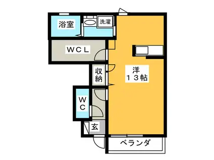 ルーチェB(ワンルーム/1階)の間取り写真