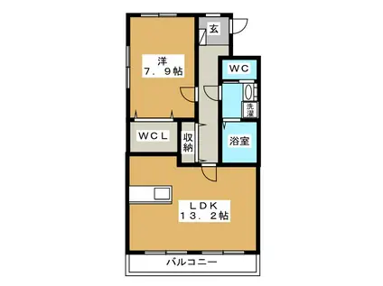 アルバクオーレ A棟(1LDK/2階)の間取り写真