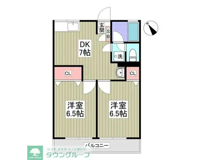 シティハイムアケボノB(2DK/2階)の間取り写真