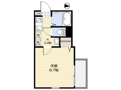 エルカーサ平和台(1K/2階)の間取り写真