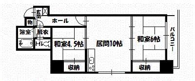 SECONDラシアール(2LDK/2階)の間取り写真