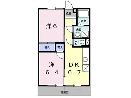 メゾン・エトワールI(2DK/1階)の間取り写真