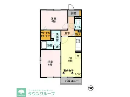 ヴィラージュ南流山(2DK/2階)の間取り写真
