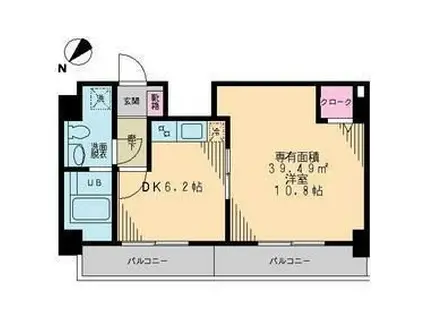 COURT ORIEL(1DK/5階)の間取り写真