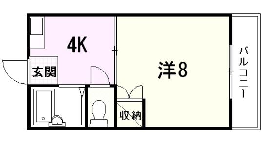 ハイツ矢賀新町II(1K/3階)の間取り写真