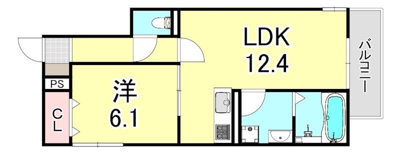 DEAR COURT(1LDK/1階)の間取り写真