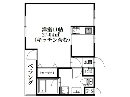 サンドール八番館(ワンルーム/1階)の間取り写真