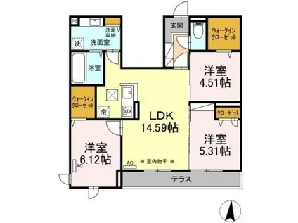 プライム レジデンス(3LDK/1階)の間取り写真