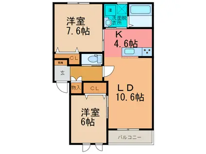 FIT LIFE II(2LDK/2階)の間取り写真