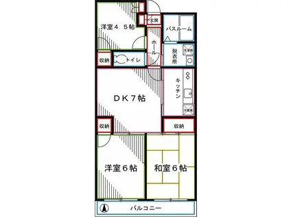 ハイツ多根(3DK/1階)の間取り写真