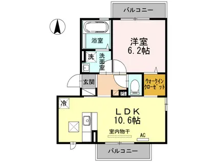 グランボヌールK(1LDK/1階)の間取り写真
