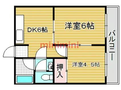 渕本マンション(2DK/4階)の間取り写真