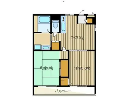 ハイムミルフィーユ(2DK/2階)の間取り写真