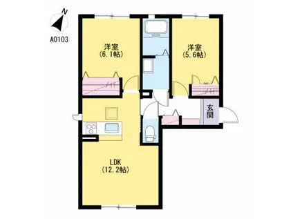 プレミアス白和(2LDK/1階)の間取り写真