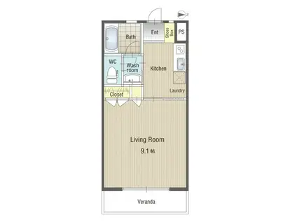 U・TOPIA44(1K/2階)の間取り写真