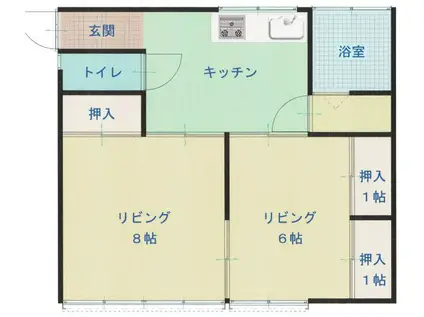 やなぎやハイツL棟(2DK/2階)の間取り写真