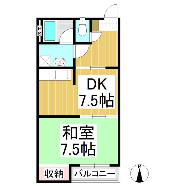 小平マンション(1DK/3階)の間取り写真