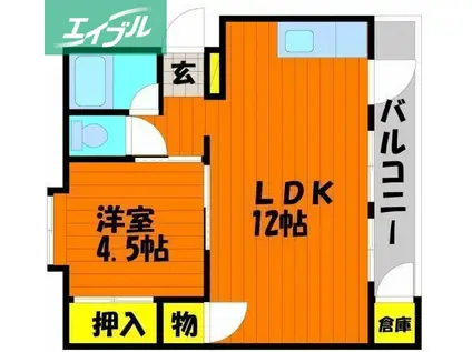 長岡コーポ(1LDK/1階)の間取り写真