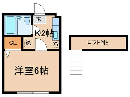 ブラウン成城(1K/2階)の間取り写真
