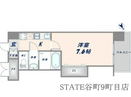 LUXE布施北II(1K/11階)の間取り写真