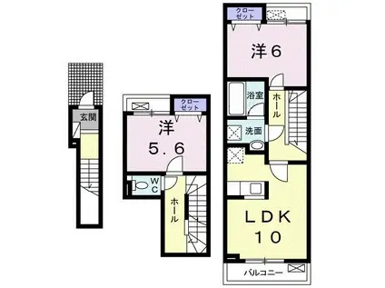 ウエスト グレイス(2LDK/2階)の間取り写真
