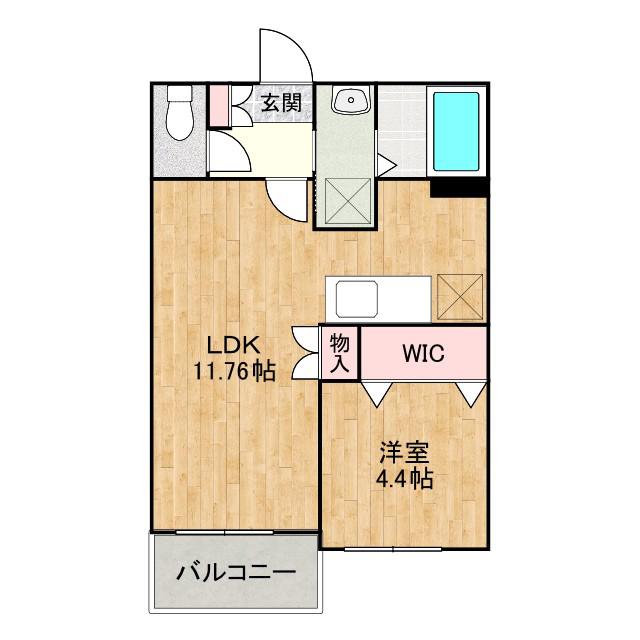 ル・シエル・ブルー(1LDK/2階)の間取り写真