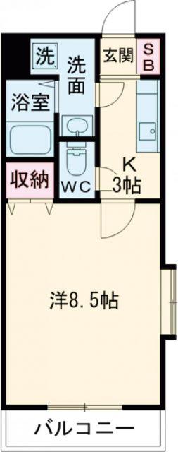 GRANDIR(1K/5階)の間取り写真