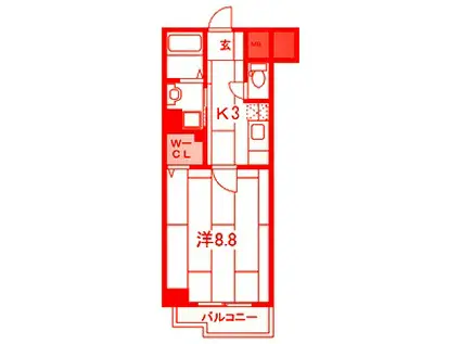 ルミエール横浜(1K/9階)の間取り写真