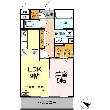 GRAND DーROOM 刈谷下重原(1LDK/1階)の間取り写真
