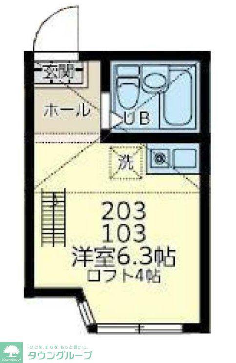 ユナイト浜町クリスピーナッツ(ワンルーム/2階)の間取り写真