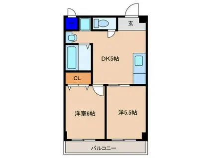 フォレスタ本庄(2DK/3階)の間取り写真