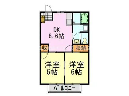 リバ-スト-ンI(2DK/1階)の間取り写真
