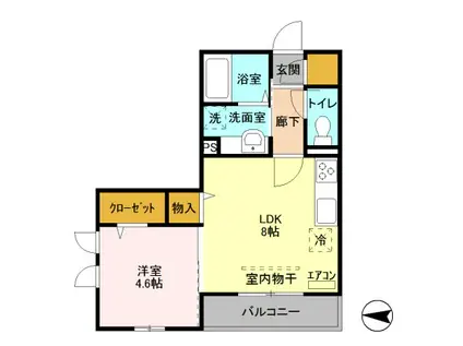 カーサアルデバラン(1LDK/2階)の間取り写真