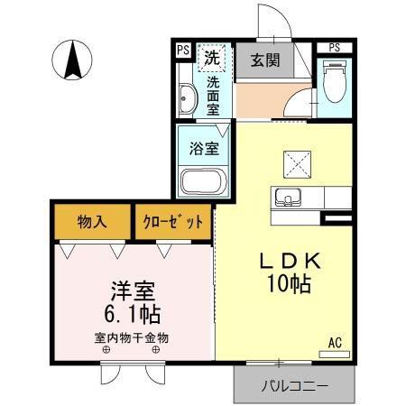 マンション御殿(1LDK/1階)の間取り写真