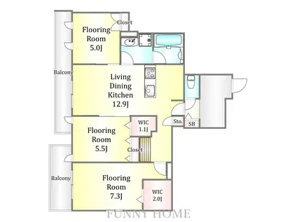 有栖川HEIGHTS(3LDK/2階)の間取り写真