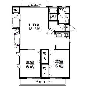 RAPUTA(2LDK/2階)の間取り写真