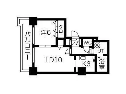 ティアラタワー中島倶楽部(1LDK/11階)の間取り写真