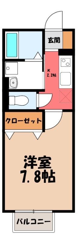 D-ROOM24 B(1K/2階)の間取り写真