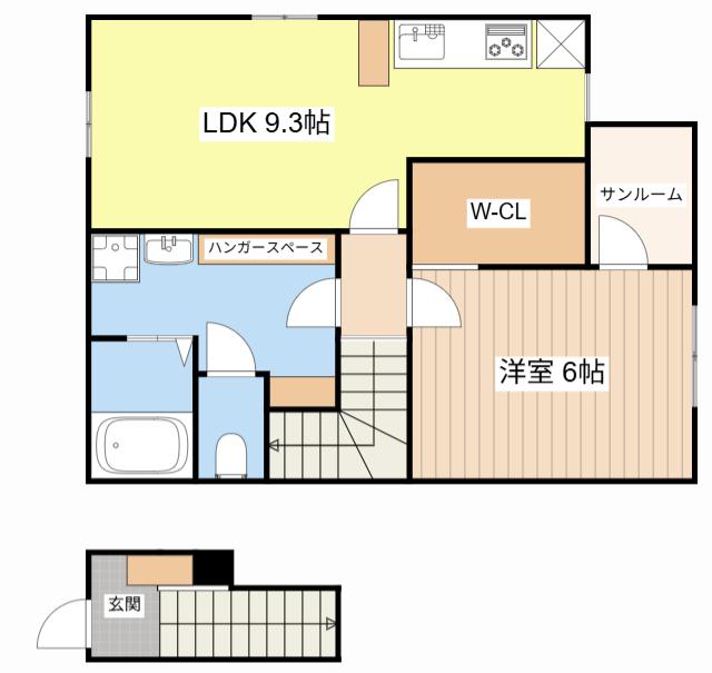 クレスト平方(1LDK/2階)の間取り写真