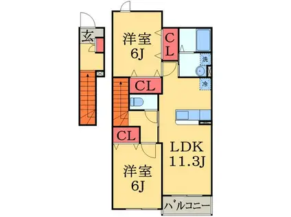 シャン・プレ・ロジュマンII(2LDK/2階)の間取り写真