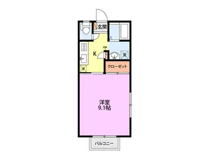 MSフラッツ(1K/2階)の間取り写真