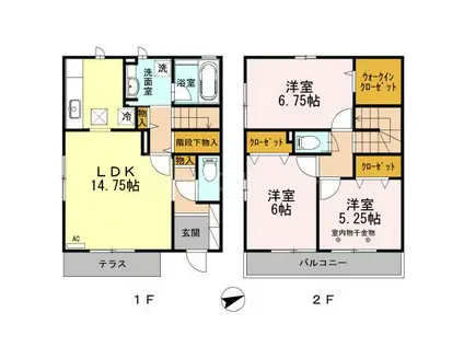 グランメール(3LDK/1階)の間取り写真